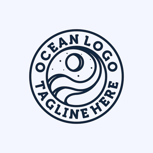 Ocean Wave Logo Design Exclusive Logo Symbol or Icon of Ocean Creative and Minimalist Wave Logo Template Modern Line Art Ocean Water or Wave Template Design Sun and Sea Logo Concept Inspiration