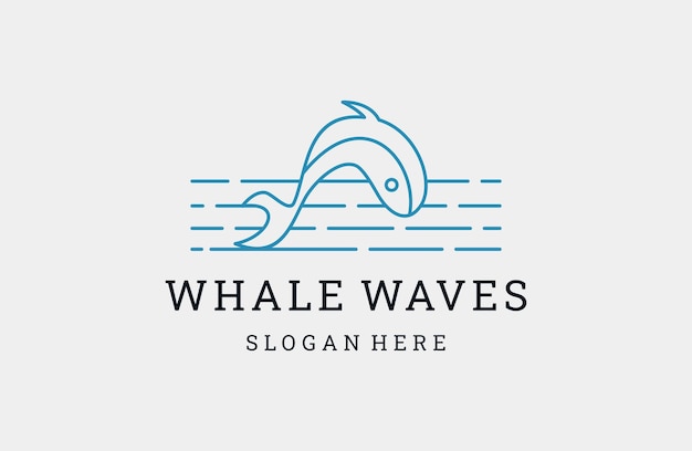 ocean wave logo, sun wave logo, wave logo vector line art icon .