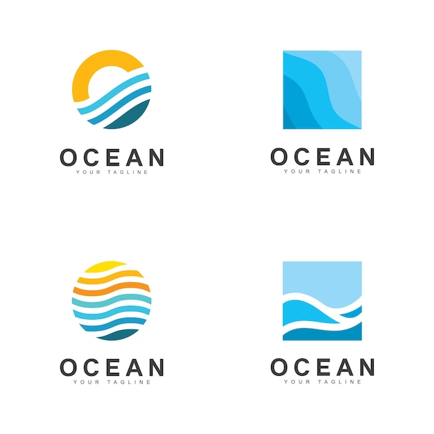 Ocean Wave Logo Template Vector Ocean simple and modern logo design