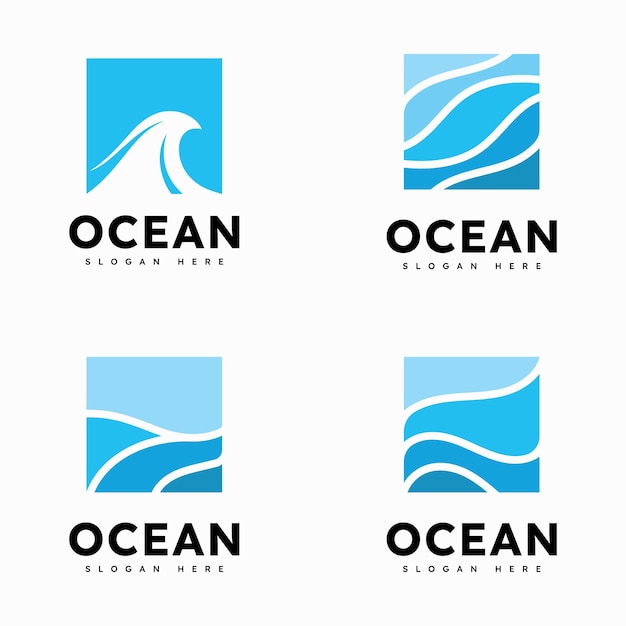 Ocean Wave Logo Template Vector Ocean simple and modern logo design