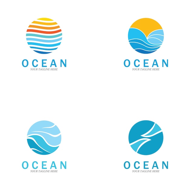 Ocean wave sea logo vector illustration design template