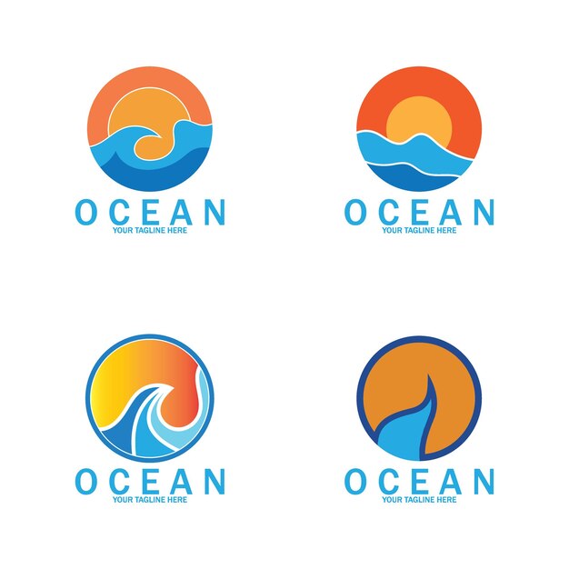 Ocean wave sea logo vector illustration design template