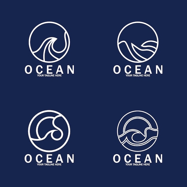 Ocean wave sea logo vector illustration design template