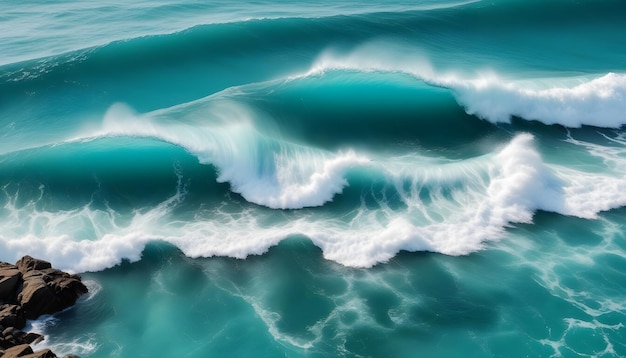 Vector ocean waves crashing on rocks