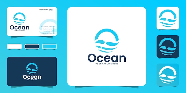 Ocean waves logo design inspiration and business card