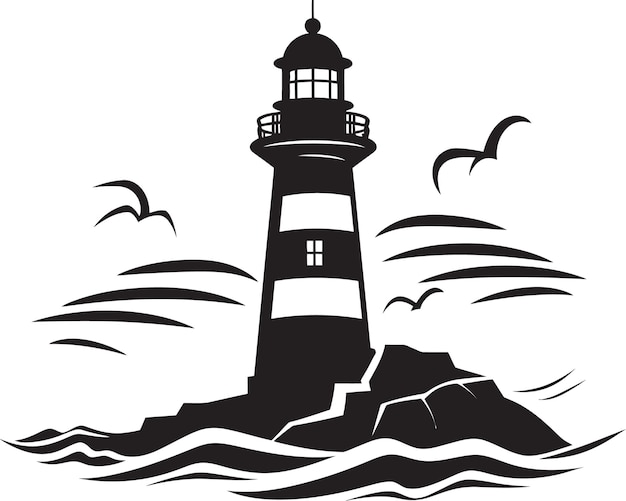 Oceans Guiding Brilliance Nautical Lighthouse Emblem Illuminating Horizons Vector Lighthouse Logo D