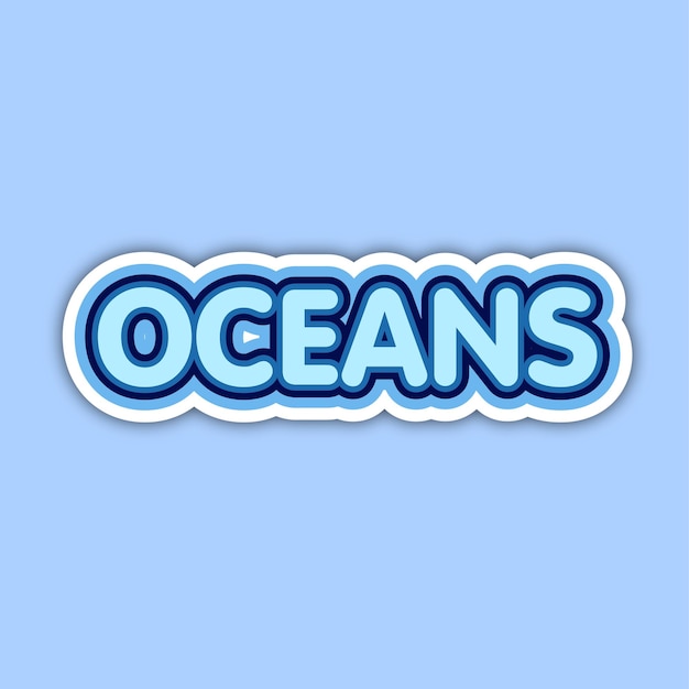 oceans sticker text effect with modern and simple style