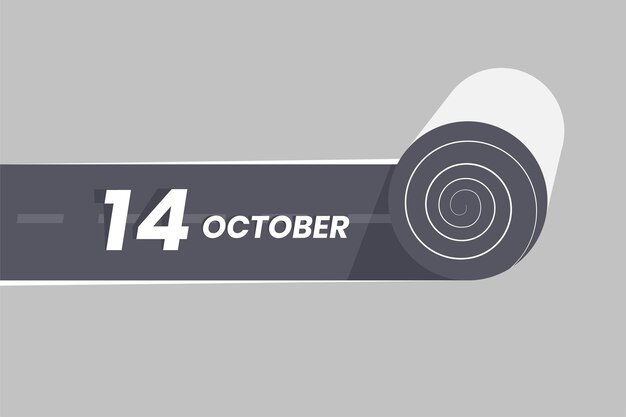 October 14 calendar icon rolling inside the road 14 October Date Month icon vector illustrator