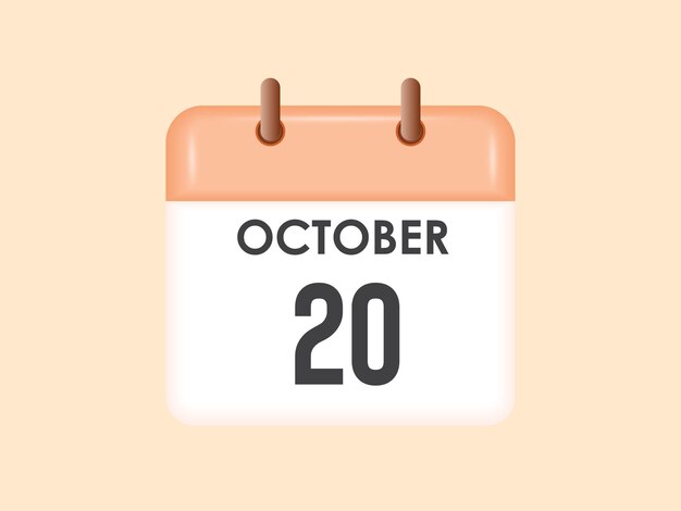 Vector october 20 calendar and time planner daily calendar icon reminder vector illustration