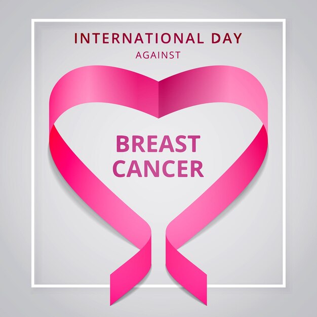 Vector october breast cancer awareness month. international day against breast cancer. pink awareness ribbon in shape of heart. vector illustration. poster, ad, social media, cover. eps10.