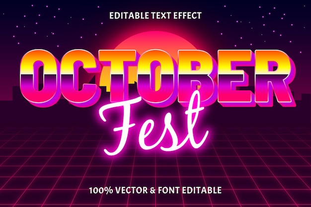 October fest editable text effect retro style