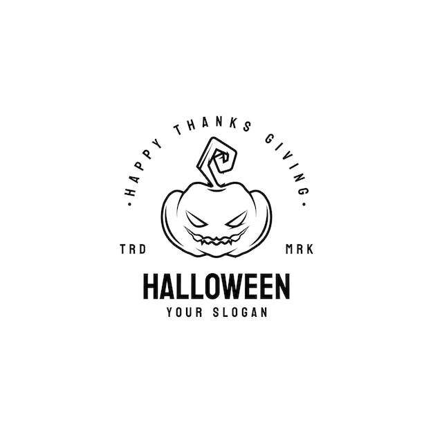 October Halloween Pumpkin line art logo vector design template