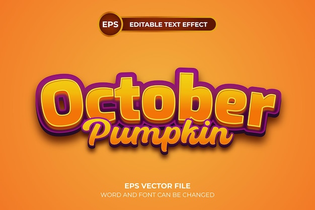 October pumpkin editable text effect template