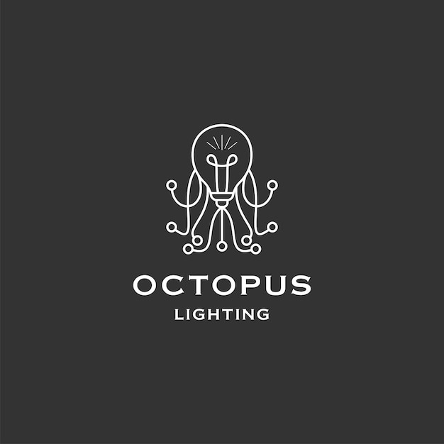 Octopus bulb line logo design template flat vector