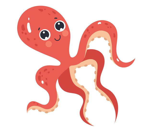 Vector octopus character isolated on white background graphic design illustration