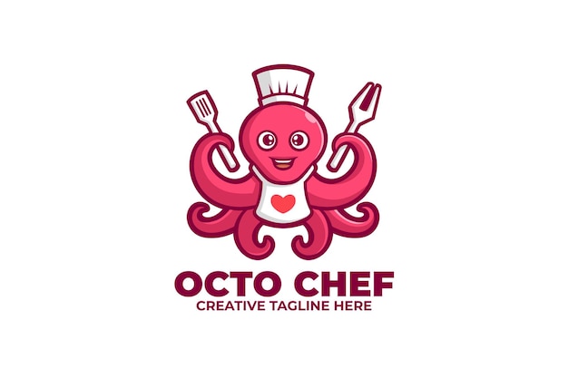 Octopus Chef Seafood Mascot Logo