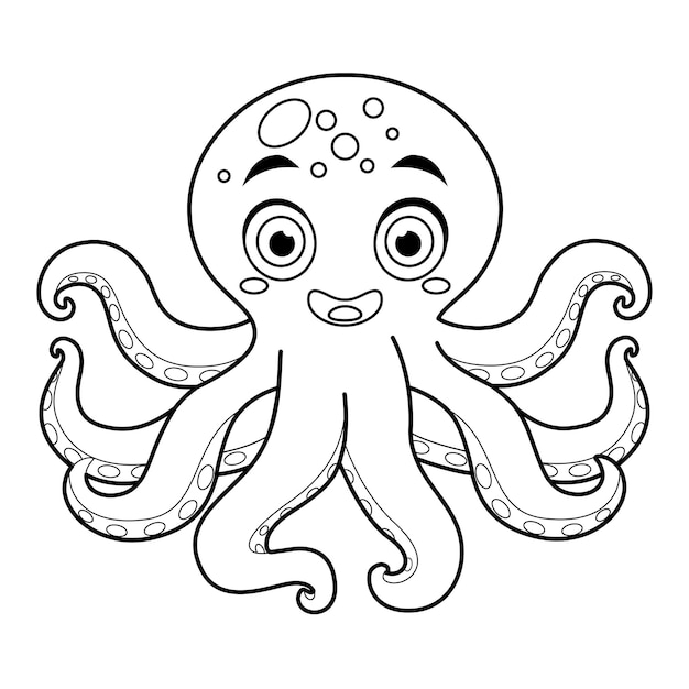 Octopus coloring page for kids Coloring book for toddlers with octopus in line art stylexD