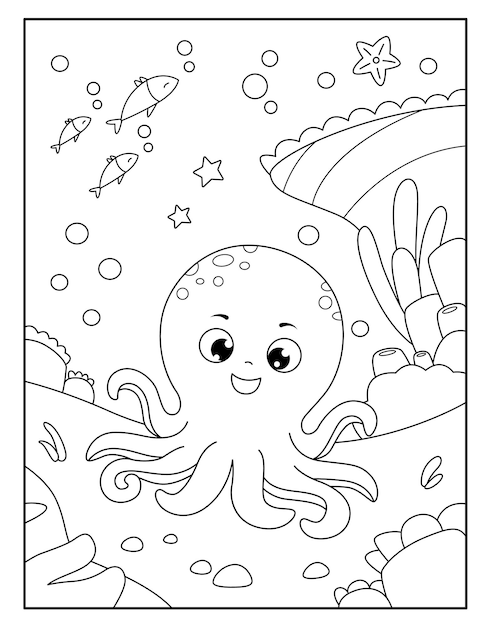 Octopus coloring pages for kids