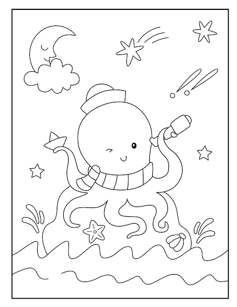 Octopus coloring pages for kids