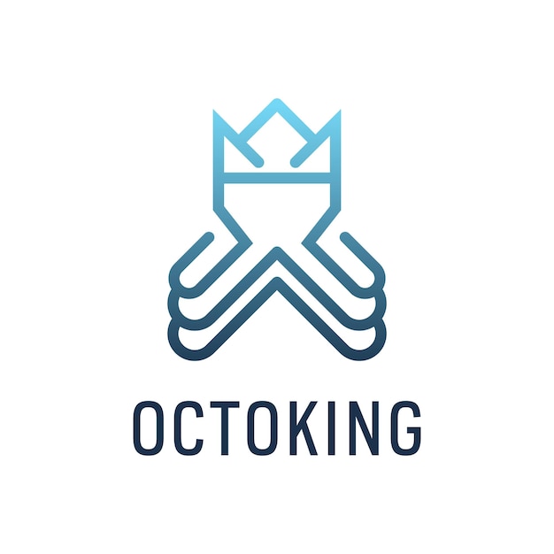 Octopus Crown King Line Art Style Logo Icon Design Idea