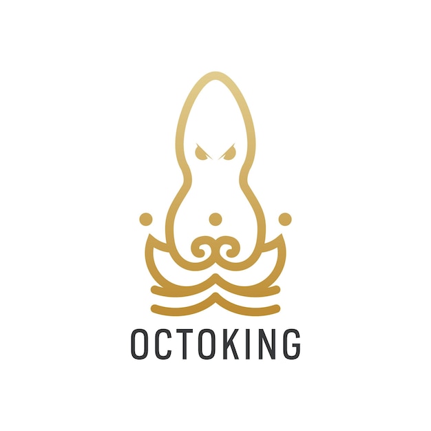 Octopus Crown King Line Art Style Logo Icon Design Idea