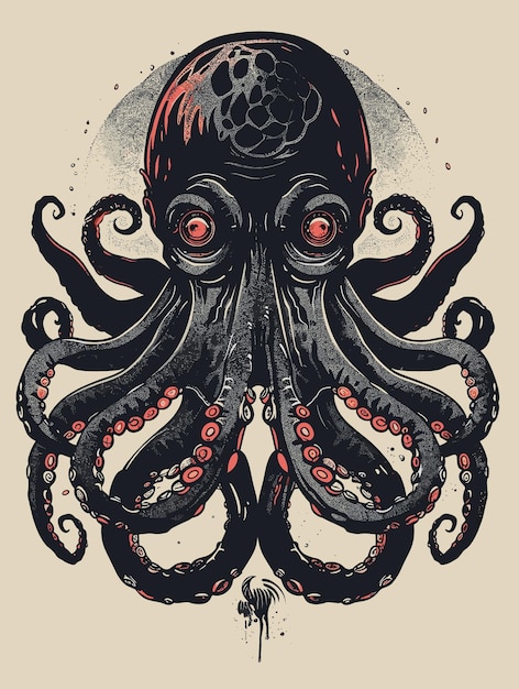 Octopus Hand drawn vector illustration for tattoo or tshirt design