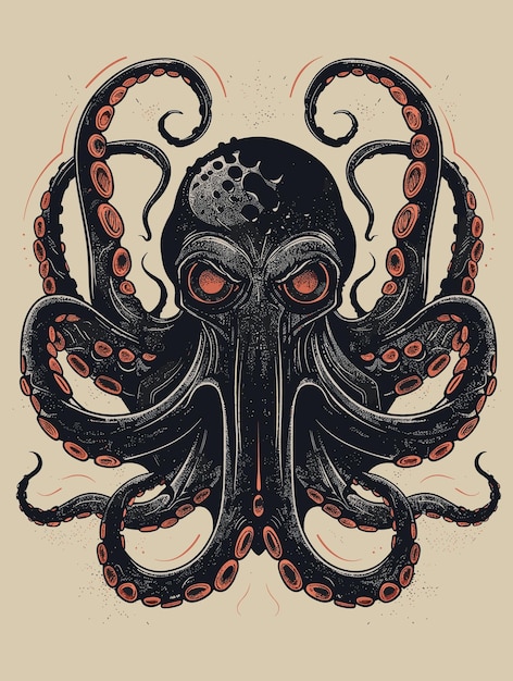 Octopus Hand drawn vector illustration for tattoo or tshirt design