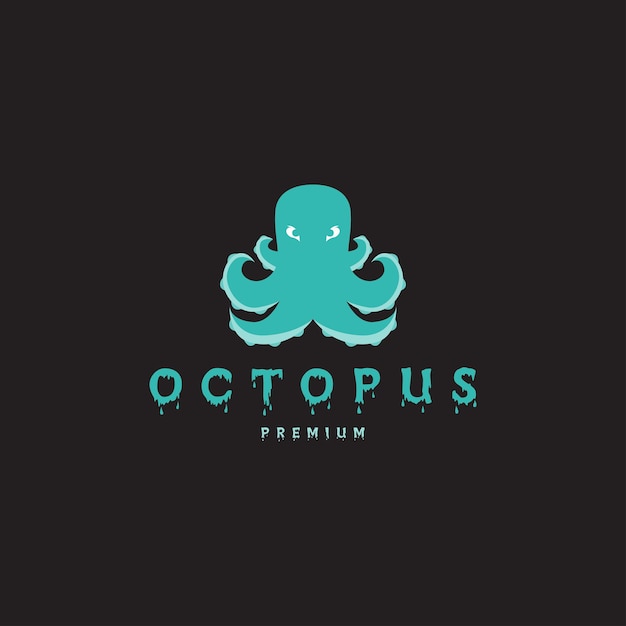 Octopus isolated dark background logo vector icon symbol illustration design