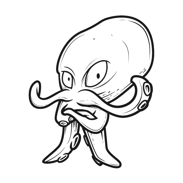 Octopus line art black and white