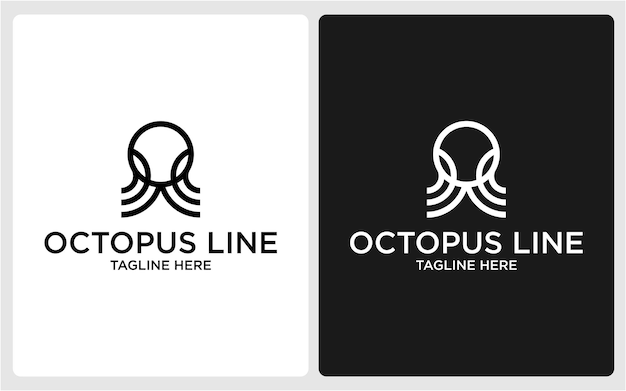 Octopus line logo design creative abstract modern line art