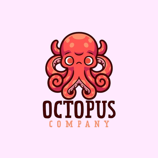 Octopus Logo Cartoon Character Vector Illustration