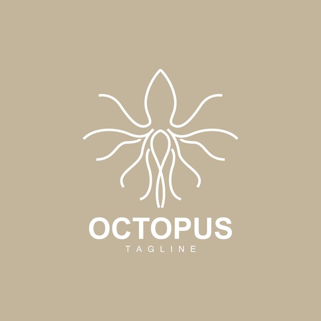 Octopus Logo Simple Line Design Sea Animal Vector Japanese Seafood Ingredient Icon Symbol Illustration