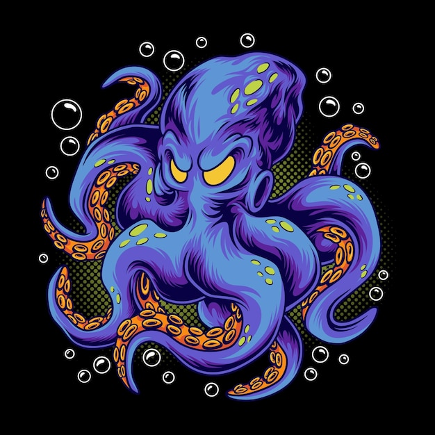 Octopus monster under the sea