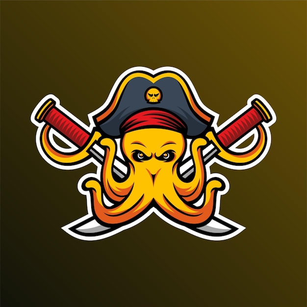 Octopus Pirate Cool Logo