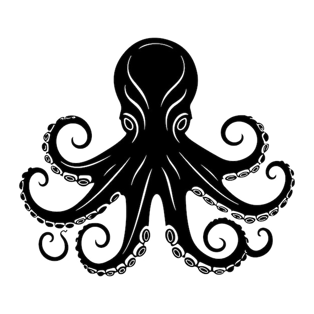 Octopus Silhouette clipart on a white background