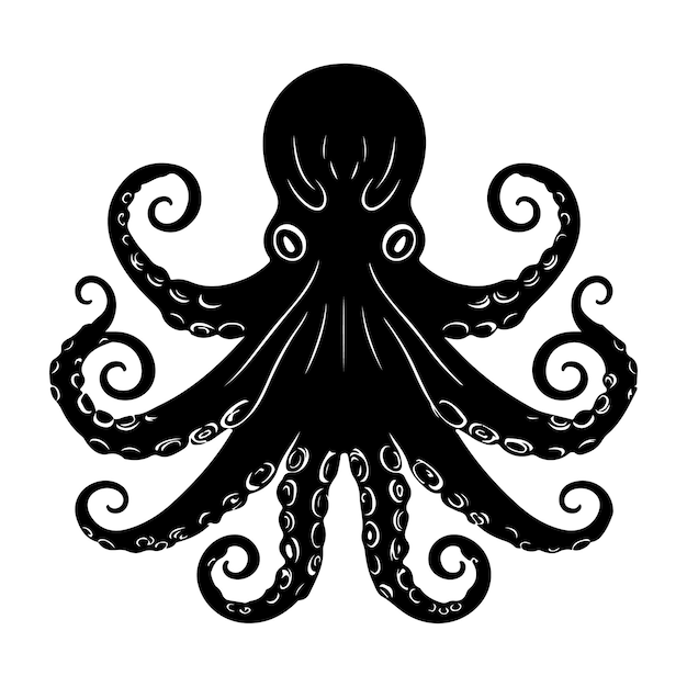 Octopus Silhouette clipart on a white background