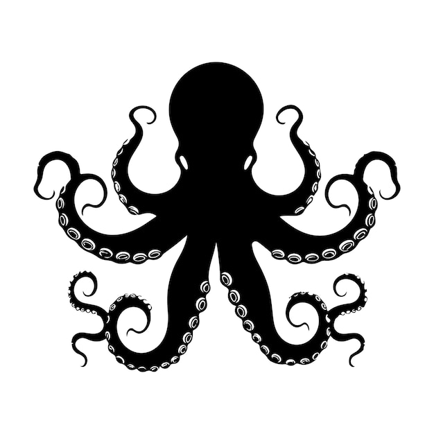 Octopus Silhouette clipart on a white background