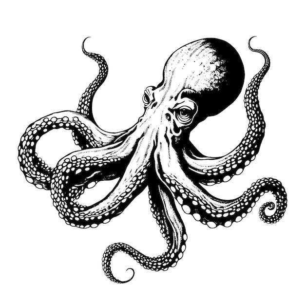 Octopus sketch Hand drawn vector