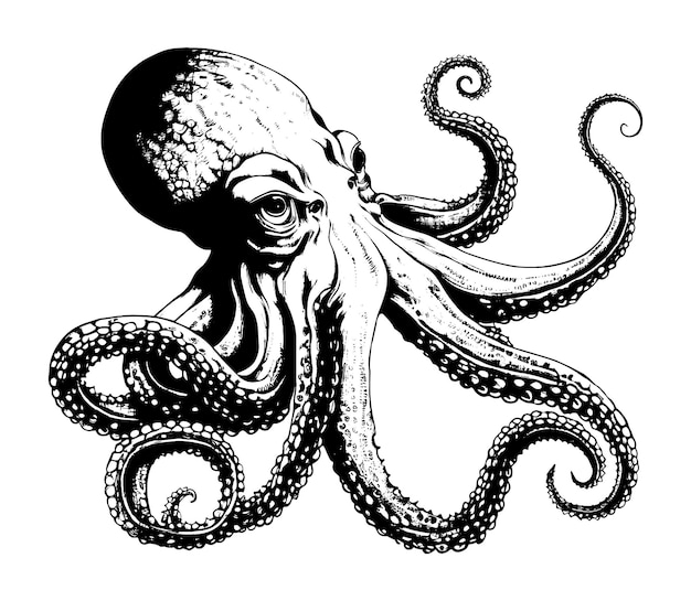 Octopus sketch Hand drawn vector