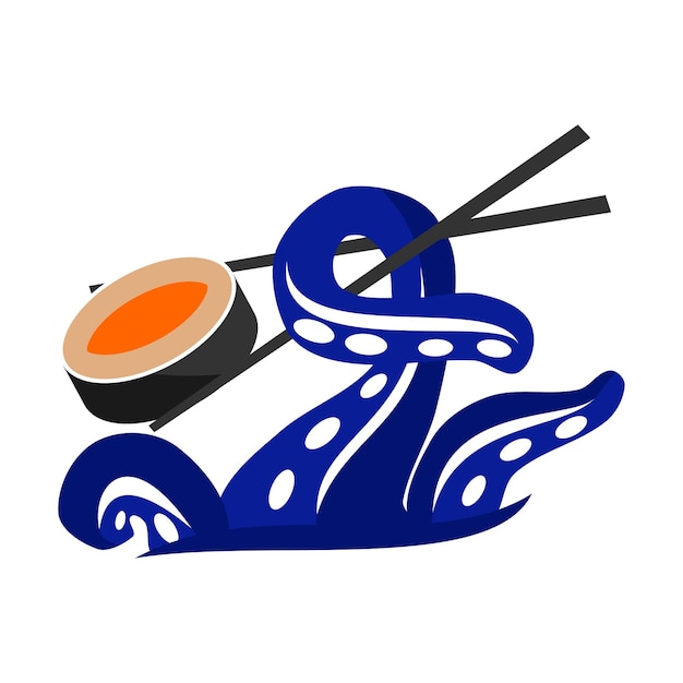 Octopus sushi restaurant logo Icon Illustration Brand Identity