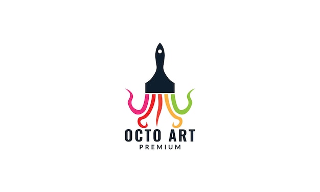 Vector octopus tentacle with paint brush art logo design