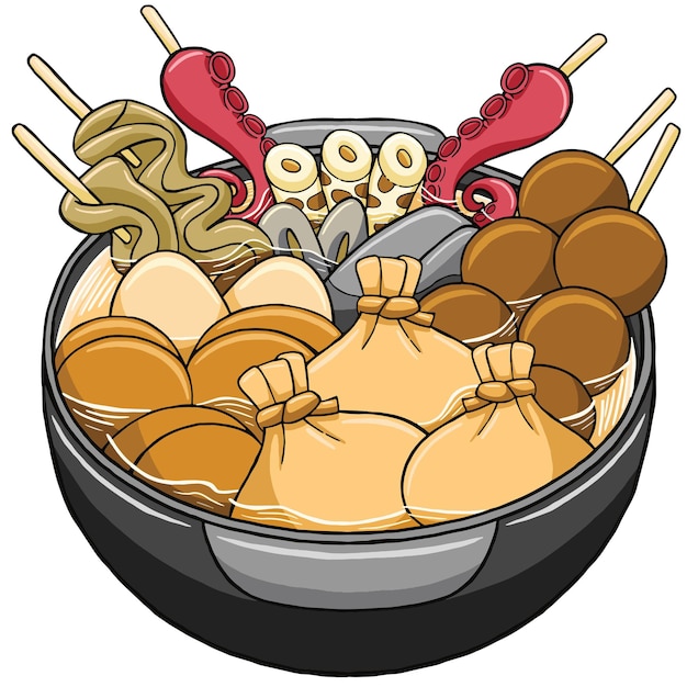 Oden japanese food in flat design style