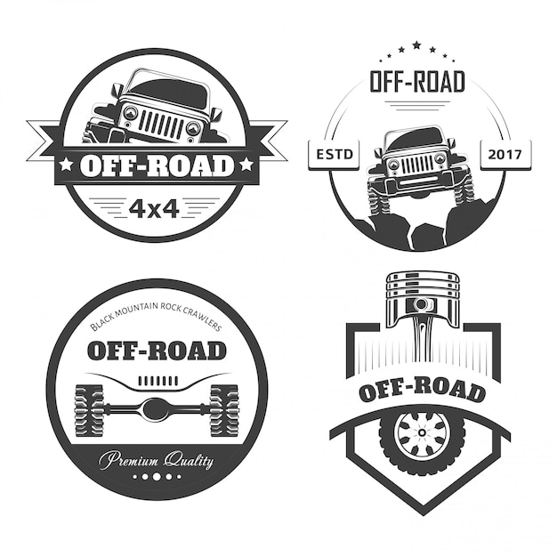 Off-road 4x4 extreme car club logo templates or badges