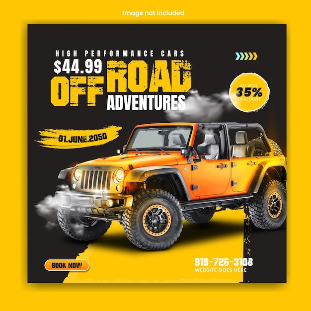 Vector off road adventures social media post and flyer promotion template design