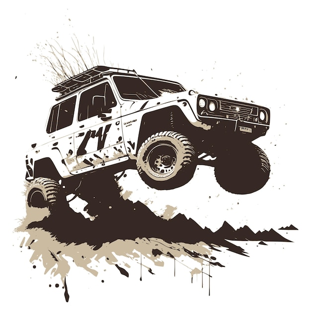 Vector off road car with mud illustration