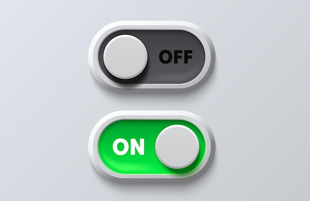 Vector on off switch button ui isolated white background vector illustration