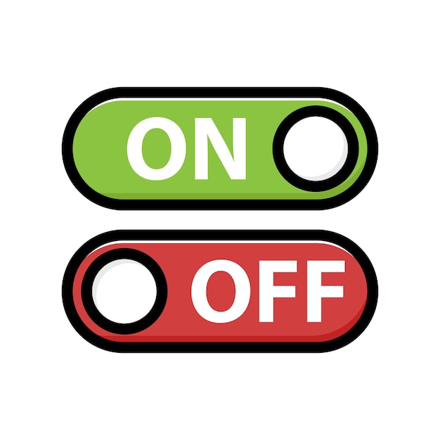 On and Off Switch Button with Letter Mockup or User Interface Template Modern Device Green and Red on White Background Vector Illustration Graphic Design