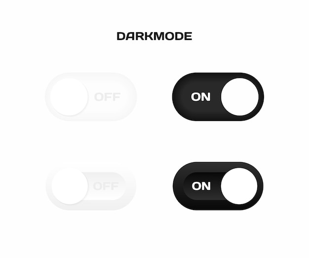 On and Off toggle switch buttons Phone dark and light mode Modern flat style vector illustration