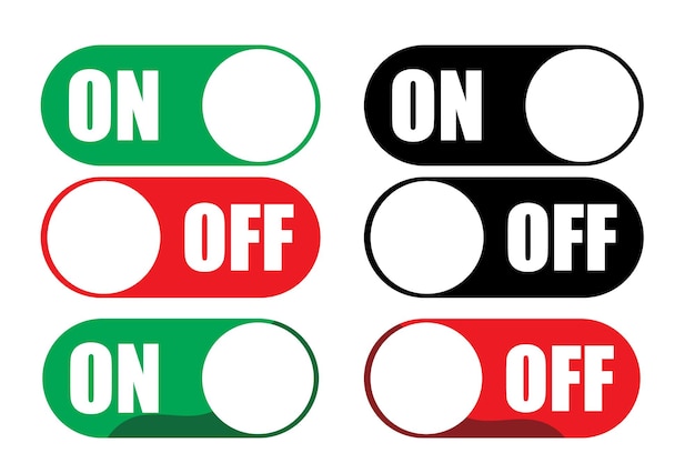 On and Off Toggle Switch Buttons with Lettering Modern Devices User Interface Mockup or Template