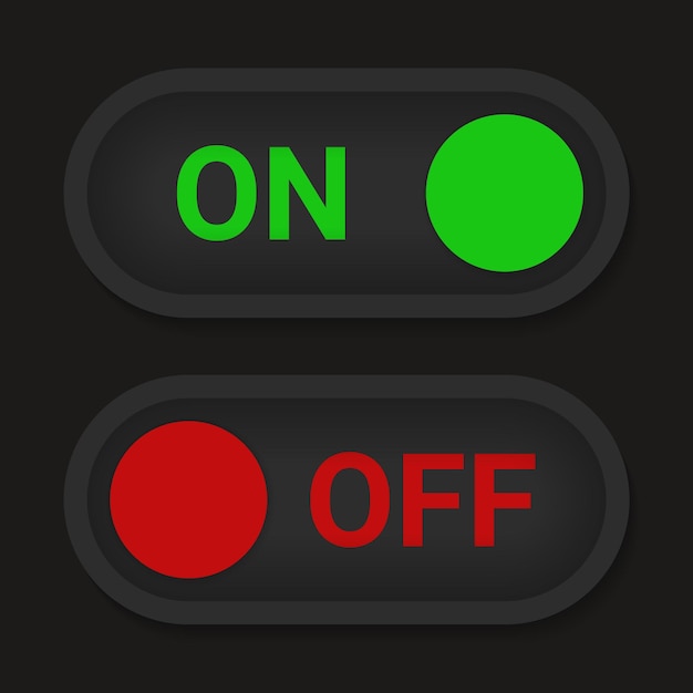 On and Off toggle switch buttons